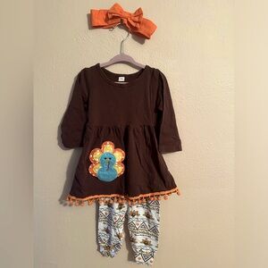 Turkey themed Thanksgiving outfit. Worn once. Like new. Holiday ready!